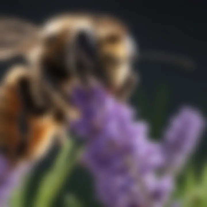 Close-up of a bee pollinating a lavender flower