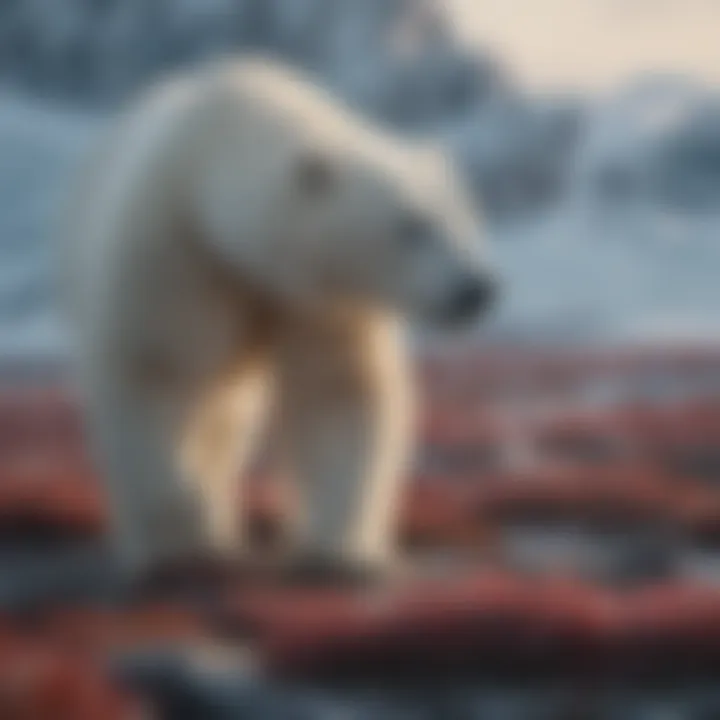 The expansive Arctic habitat of polar bears, highlighting the serene yet fragile ecosystem.