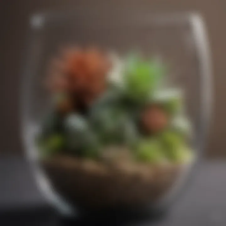 Close-up of succulent roots in glass container