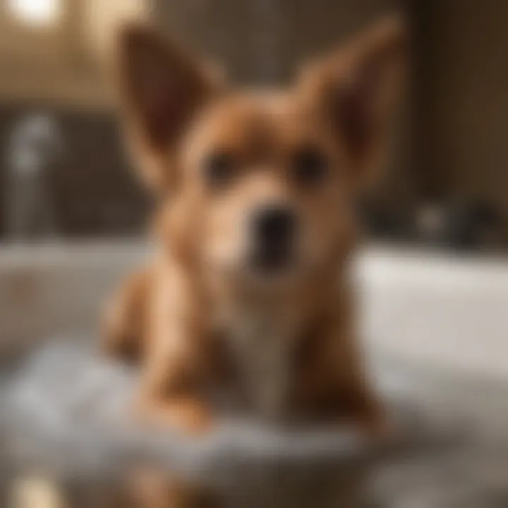 An expert demonstrating proper dog bathing techniques.
