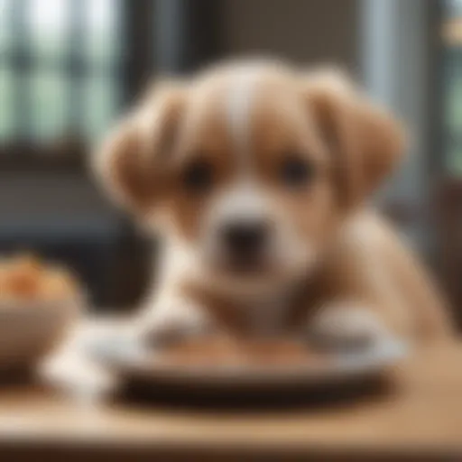Puppy enjoying a gentle meal
