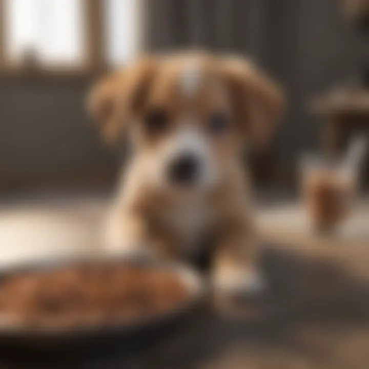 Puppy playing happily after a meal