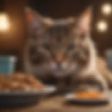 Making Informed Dietary Choices A thoughtful cat owner considering dietary options