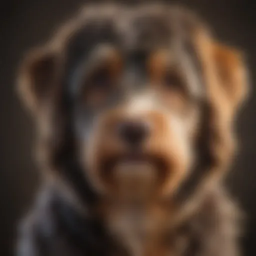 A beautiful Saddleback Aussiedoodle showcasing its unique coat pattern.