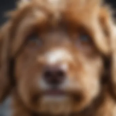 A close-up of a Saddleback Aussiedoodle's expressive eyes and friendly demeanor.
