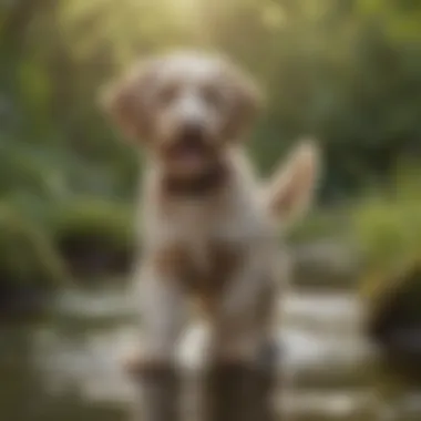 Active Lifestyle of Saddleback Aussiedoodles Saddleback Aussiedoodles of various ages enjoying outdoor activities.