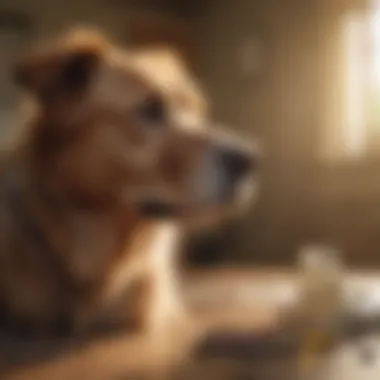 Dog owner consulting with a vet