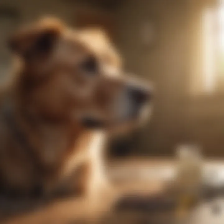 Dog owner consulting with a vet