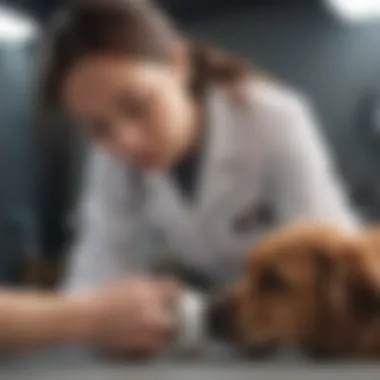 Veterinarian examining a dog