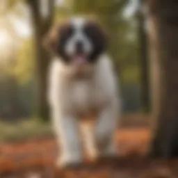 Saint Bernard Poodle playing in the park