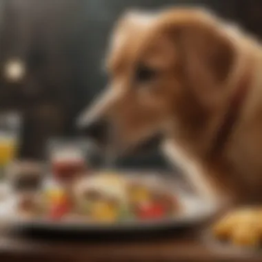 Medium breed dogs enjoying a meal