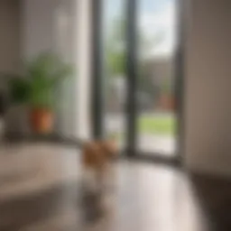 A variety of stylish pet doors designed for sliding glass doors, showcasing different styles and functionalities.