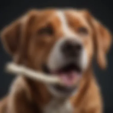 A dog enjoying a bone, illustrating the dental benefits and joy of chewing for canine health.