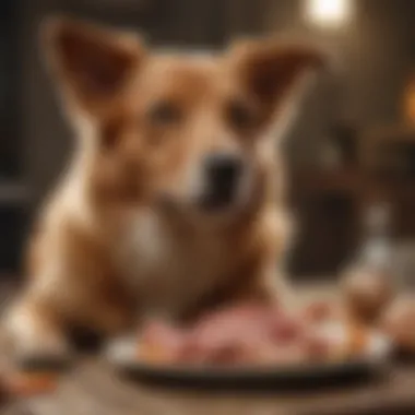 Dog Relishing Raw Chicken A happy dog enjoying raw chicken