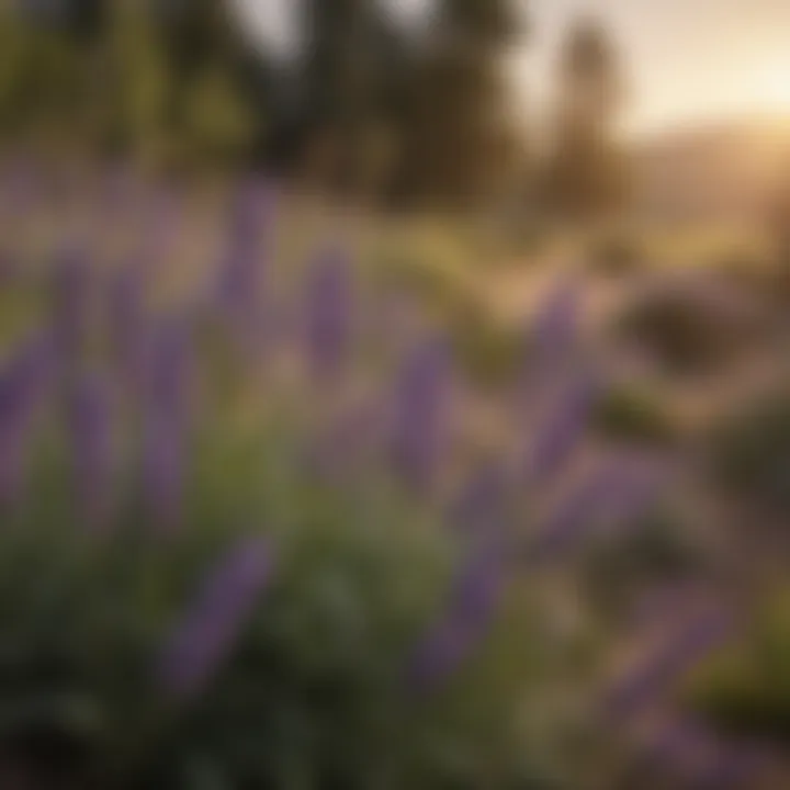 Lavender shrub in full bloom, showcasing its vibrant purple flowers and lush greenery.