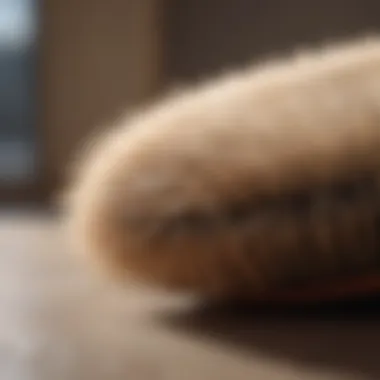 Close-up of a soft bristle brush designed for delicate dog fur