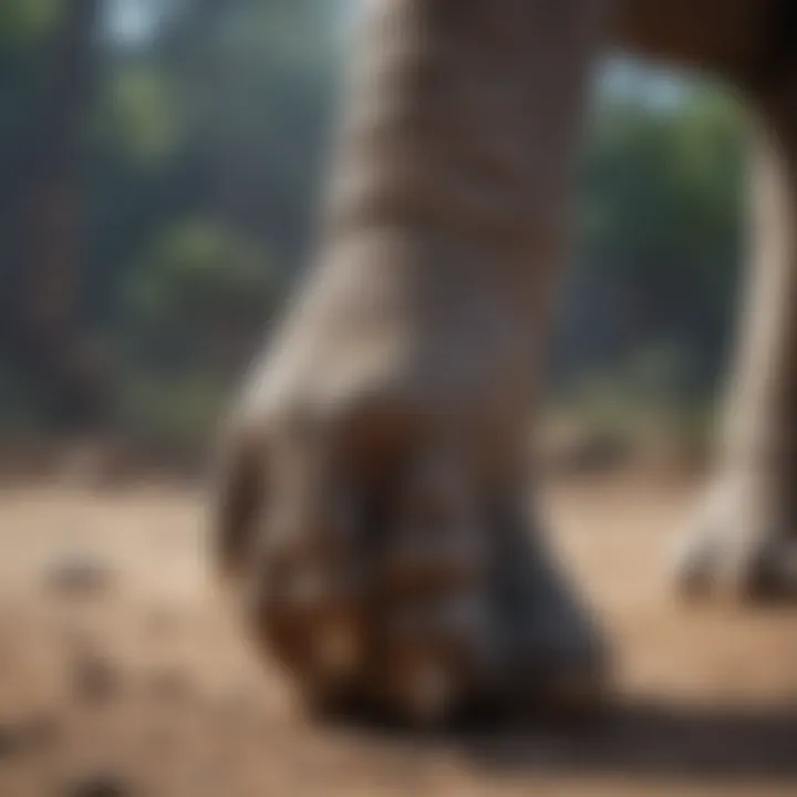 Close-up of an elephant's foot illustrating its weight-bearing capability.