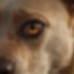 Close-up view of a dog's face highlighting tear stains
