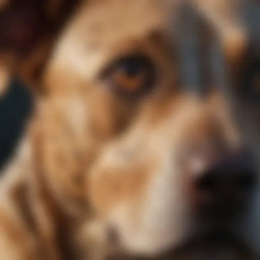 Close-up of a dog's affected skin area with pimples