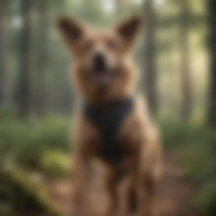 A dog engaging in resistance training with a harness