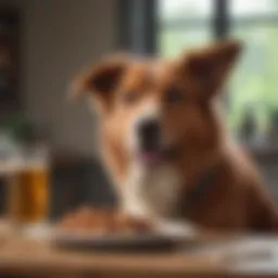 A healthy dog enjoying a balanced meal
