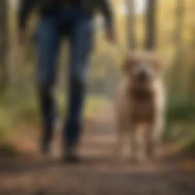 Effective Leash Control A dog trainer demonstrating effective leash control during a walk