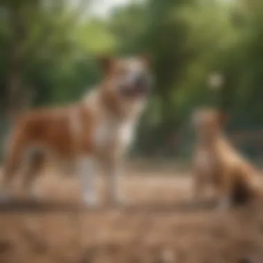 Harmony in Dog Parks A peaceful dog park environment with diverse breeds socializing harmoniously