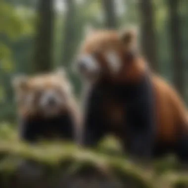 Social Behaviors for Survival Red pandas displaying social behaviors that help them evade predators
