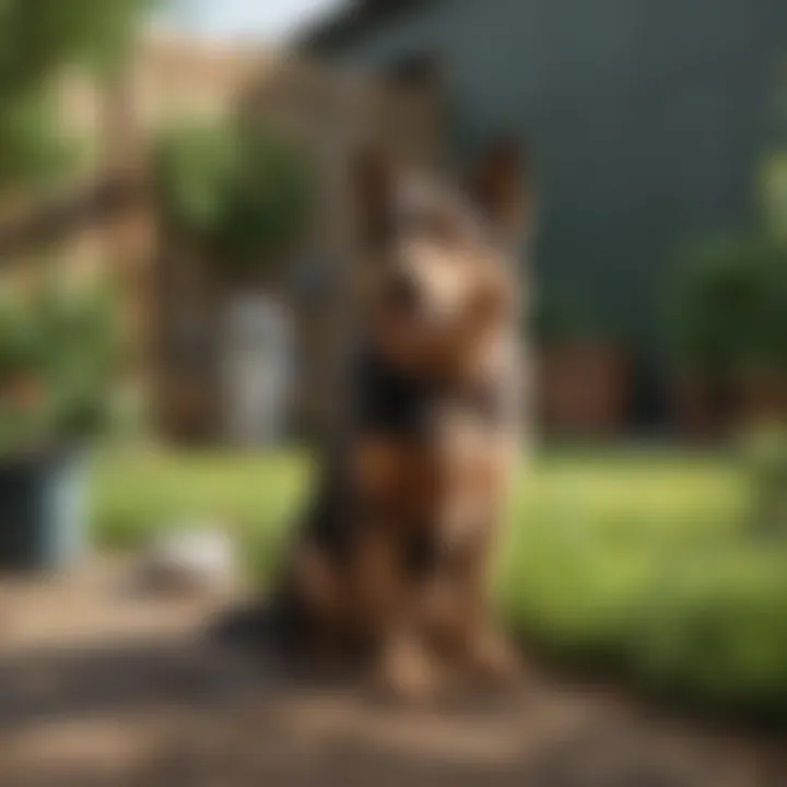 A clean yard with designated areas for dogs and cats.
