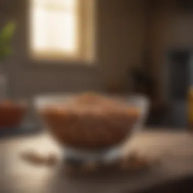 A bowl of dog food with clear dietary ingredients visible.