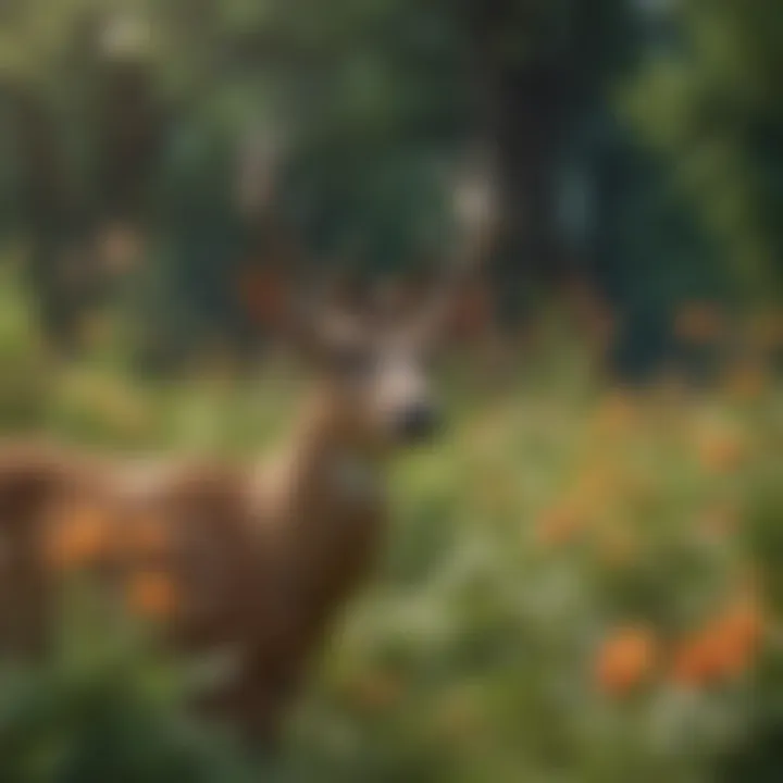 A close-up of deer-resistant plants flourishing in a vibrant landscape