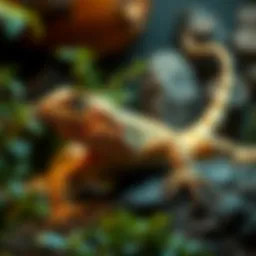 A well-maintained bearded dragon habitat showcasing optimal conditions for feeding.