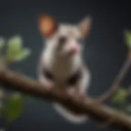 A sugar glider perched on a branch, showcasing its gliding membrane.