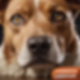 Close-up of a dog enjoying a joint supplement