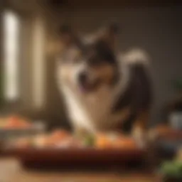 A vibrant bowl of sushi dog food featuring fresh fish and vegetables