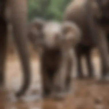 Charming Baby Elephant Playing A charming baby elephant playing in the mud