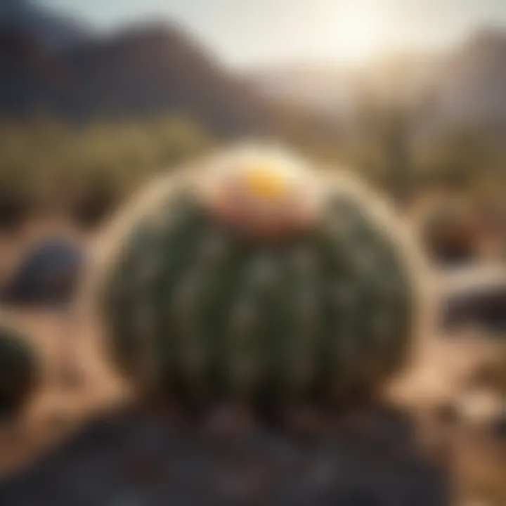 An arid landscape with cacti thriving under the intense sun