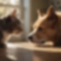 A cat and dog sharing a moment of companionship