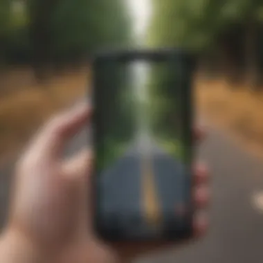 Smartphone GPS Tracking App User interface of a GPS tracking app on a smartphone