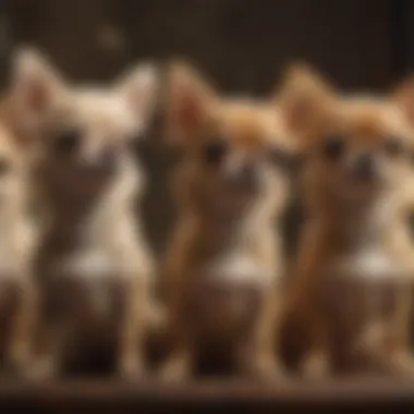 Different Chihuahua breeds standing together for comparison