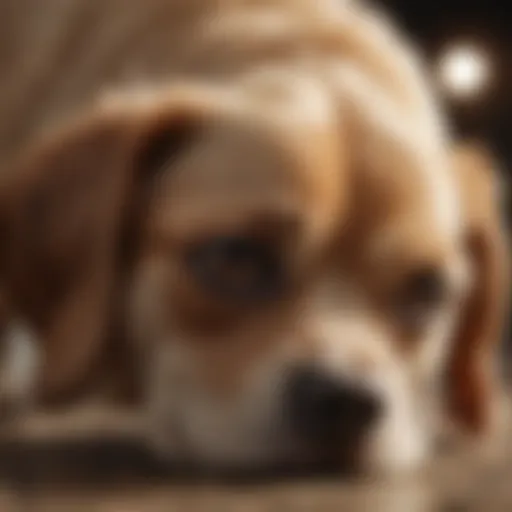 A close-up view of a dog scratching its fur