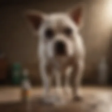 Applying Topical Flea Treatment A dog being treated with topical flea medication