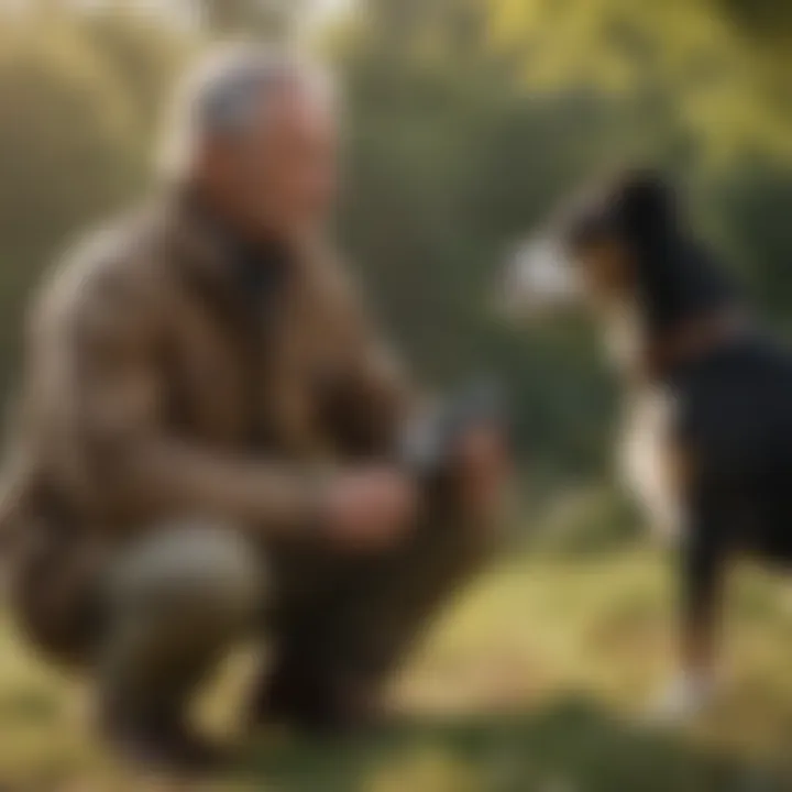 A vet discussing flea prevention with a dog owner