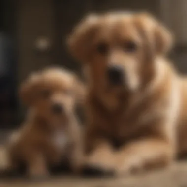 Puppy and Owner Bonding A large breed puppy sitting next to its owner, showcasing a bond