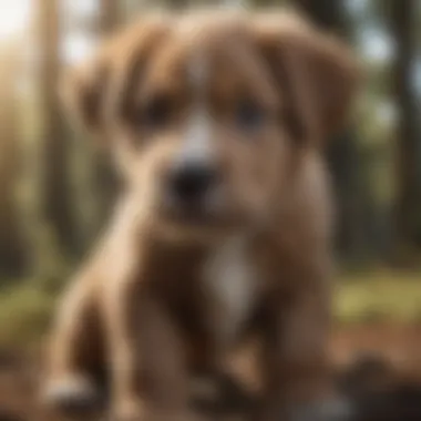 A large breed puppy receiving training with positive reinforcement