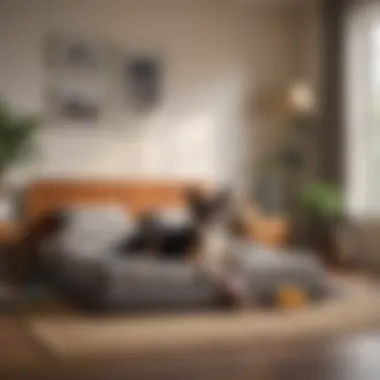A well-organized living space for low-energy small dogs with cozy beds and toys
