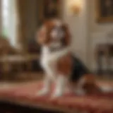 Cavalier King Charles Spaniel sitting elegantly in a royal setting