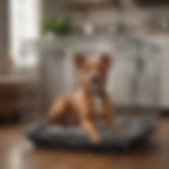 A wire dog crate in a home setting, signifying its practicality for various dog breeds.