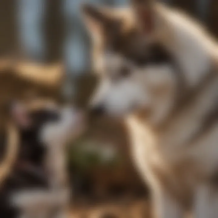 A reputable breeder interacting with a purebred Husky puppy.