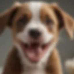 Puppy with a playful expression showing baby teeth
